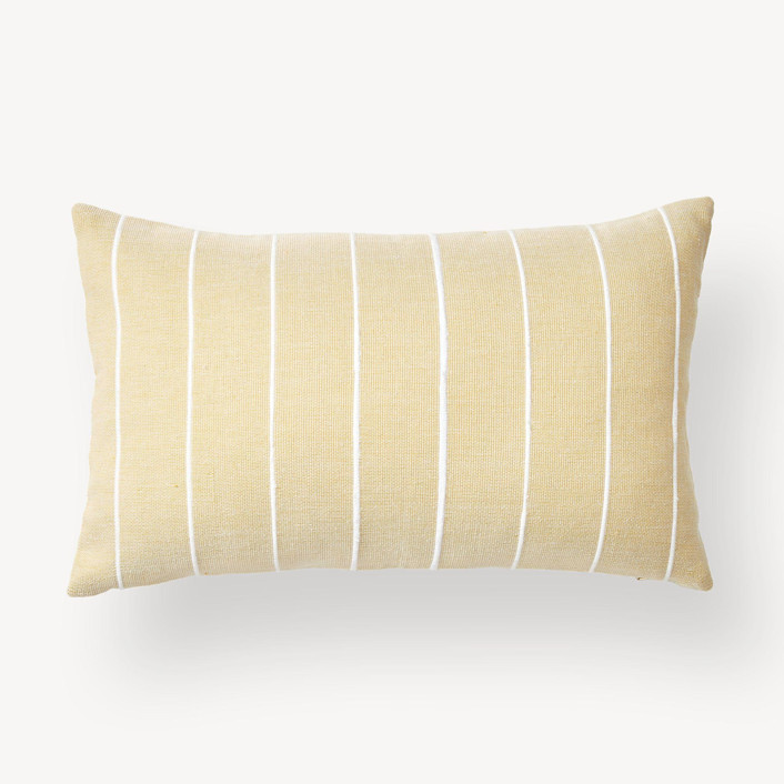 Recycled Stripe Lumbar Pillow Lemon Throw Pillows by MINNA Goods Minted