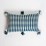 Antigua Dark Teal Striped Handwoven Cotton Throw Pillow Throw Pillows