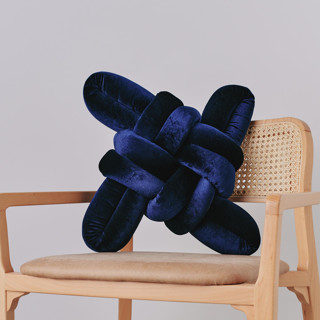 Midnight Blue Velvet Knot Pillow Throw Pillows