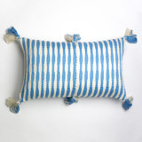Antigua Sky Blue Striped Handwoven Cotton Throw Pillow Throw Pillows
