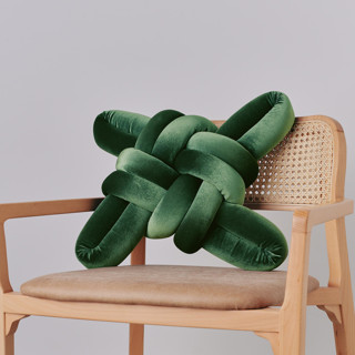 Olive Green Velvet Knot Pillow Throw Pillows