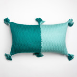 Antigua Jade and Faded Aqua Color Block Handwoven Cotton Throw Pillow Throw Pillows