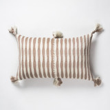 Antigua Tan Striped Handwoven Cotton Throw Pillow Throw Pillows