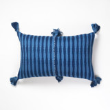 Antigua Natural Dyed Dark Indigo Striped Handwoven Cotton Throw Pillow Throw Pillows