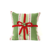 10" Green Stripe Gift Pillow Throw Pillows