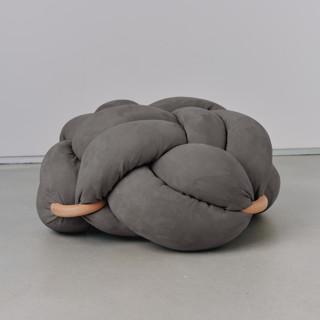 (L) Graphite Vegan Suede Knot Floor Cushion Ottomans and Poufs
