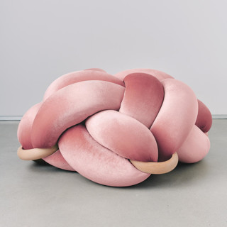 (L) Mauve Velvet Knot Floor Cushion Ottomans and Poufs