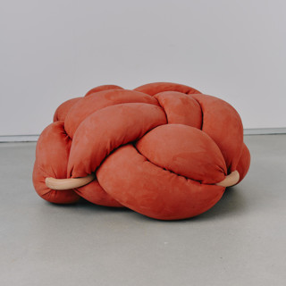 (M) Red Earth Vegan Suede Knot Floor Cushion Ottomans and Poufs