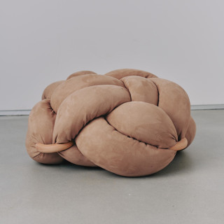 (L) Camel Vegan Suede Knot Floor Cushion Ottomans and Poufs