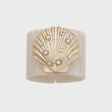 Shell resin napkin rings, pearly white, set of four Tabletop Accessories