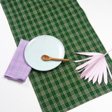 Chiapas Green Plaid Handwoven Cotton Table Runner Tablecloths and Runners