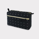 Medium Cross-Stitch Toiletry Bag - Charcoal Makeup Bag