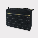 Large Pin-Stitch Toiletry Bag - Charcoal Makeup Bag