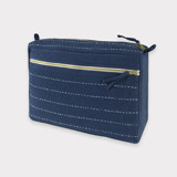 Large Pin-Stitch Toiletry Bag - Navy Makeup Bag