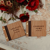 His and Her Burgundy  Wedding Vow Books | Cherry Wood | 4” x 5” | Set of 2 Wedding Vow Books