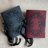 Black floral lace print black and burgundy vellum covered vow books | SET of 2 books | includes 1 her vows and 1 his vows Wedding Vow Books