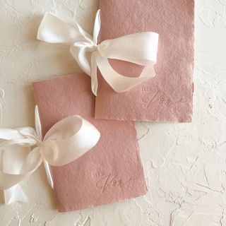 HIS & HERS Vow Books | letterpressed with silk ribbon - terracotta Wedding Vow Books