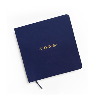 Linen Wedding Vows Book | Gold Foil on Navy Blue Linen Wedding Vow Books
