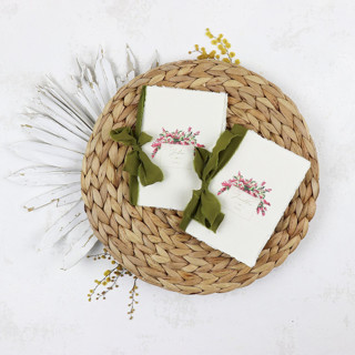 Custom Pink Bougainvillea Floral Vow Book | Set of 2 | Size 6x4.125 Wedding Vow Books