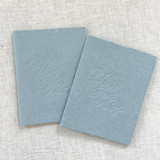 Debossed Print Vow Books - Set of 2 - Dusty Blue Wedding Vow Books