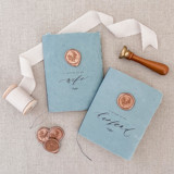 Wax seal His and Hers Vow Book Set - Blue and Rose Gold Wedding Vow Books
