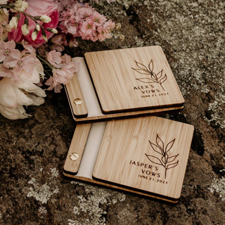 Bohemian Wedding Vow Books | Amber Bamboo | 4” x 5” | Set of 2 Wedding Vow Books