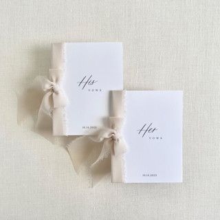 Personalized His and Her Vow Book Set - Customizable Ribbon Color Wedding Vow Books