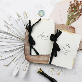 Gold Gilded Custom Name Vow Book | Set of 2 | Size 6x4.125 Wedding Vow Books