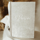 Vow Book White Velvet with Ribbon Wedding Vow Books