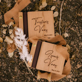 Fall Wedding Vow Books | Cherry Wood | 4” x 5” | Set of 2 Wedding Vow Books