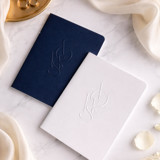 Luxe Embossed Unisex Vow Books, Set of Two - Navy & White Wedding Vow Books