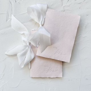 HERS & HERS Vow Books | letterpressed with silk ribbon - blush Wedding Vow Books