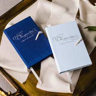 Once Upon a Time - Set of 2 Vow Books - Navy + Pale Blue Wedding Vow Books