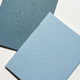 Luxe Embossed Unisex Vow Books, Set of Two, Azul & Jean Blue, Blank Pages Wedding Vow Books
