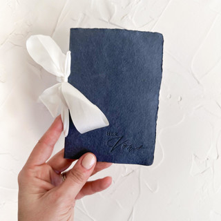 HERS Vow Book | letterpressed with silk ribbon - navy blue Wedding Vow Books