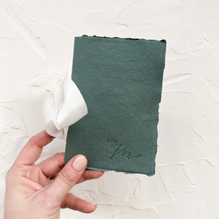 HERS Vow Book | letterpressed with silk ribbon - forest green Wedding Vow Books