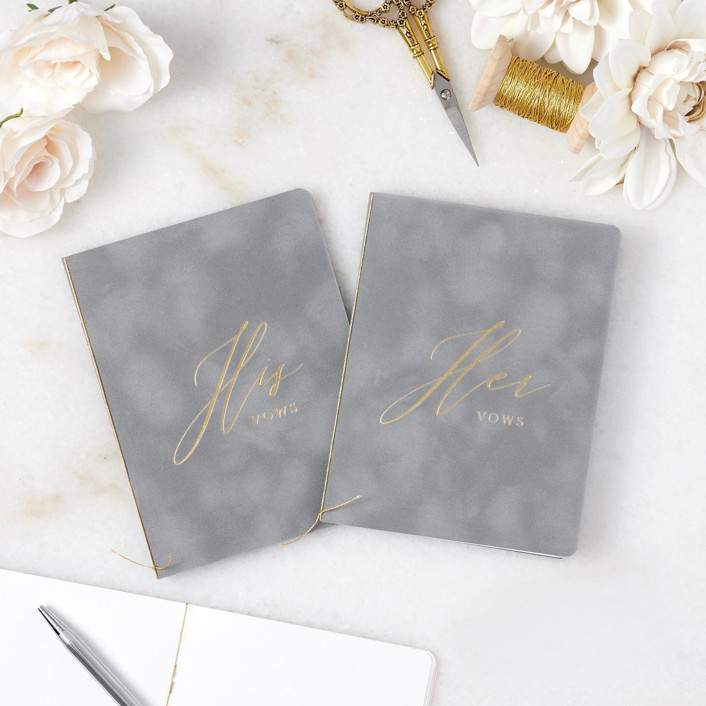 Gray Velvet Vow Books Wedding Vow Books by PAPER and LACE Minted