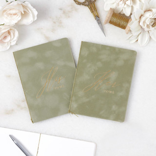 Sage Velvet Vow Books Wedding Vow Books