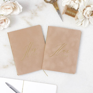 Camel Velvet Vow Books Wedding Vow Books
