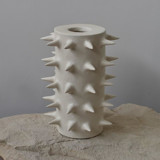 Handmade Spikes Tall White Ceramic Vase IV Vases
