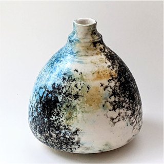 one-of-a-kind hand thrown and hand painted bud vase - turquoise and black Vases