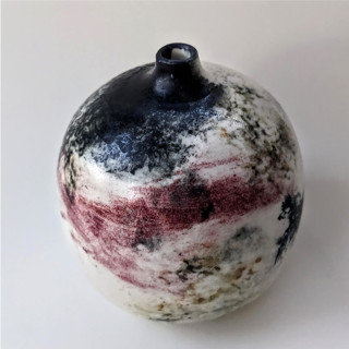 one-of-a-kind hand thrown and hand painted bud vase - red, white and black Vases