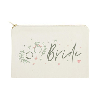 Floral Bride Cotton Canvas Cosmetic Bag Gifts for the Bride