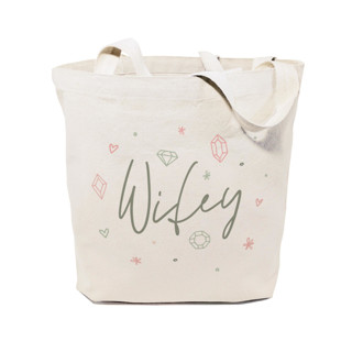 Gemstone Wifey Wedding Cotton Canvas Tote Bag Gifts for the Bride