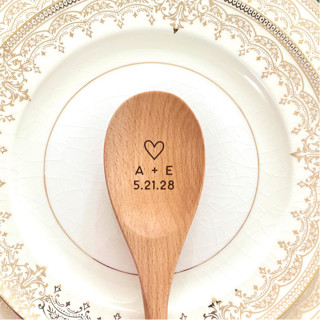 Wooden Spoon Wedding Favor | Heart With Initials- Set of 5 Favors