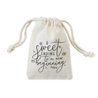 A Sweet Ending to a New Beginning Cotton Canvas Wedding Favor Bags, 6-Pack Favors