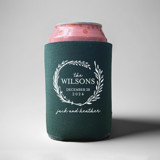 Custom Wreath last name can coolers, set of 50 Favors