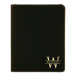 Custom Engraved Vegan Leather Premium Zippered Padfolio Couple gifts