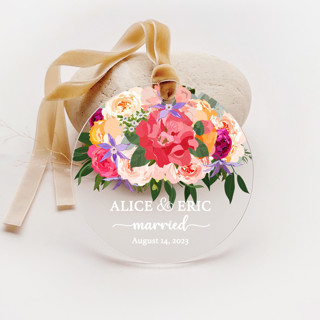 Personalized Acrylic Rose Bouquet Married Ornament, Set of 1 Couple gifts