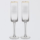 Wedding Couple Personalized Gold Rim Champagne Flutes, Set of 2 Couple gifts